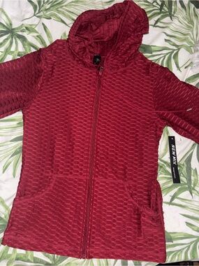 New Mix Girls' Burgundy Textured Zip Hoodie